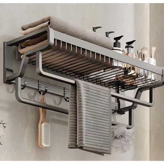 Multifunctional Wall-Mounted Bathroom Organizer (Towel rack)