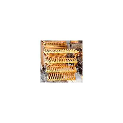 Multi-tier bamboo folding wooden shoe rack