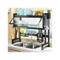 (75CM Single Sink)Over The Sink Dish Drying Rack Dish Drainer For Storage Kitchen Counter Organization Display - Black