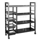 Kitchen Rack Organizer with Wheels Waterproof & Rustproof Shelf Vegetable Basket + Kitchen Machine Multi Layer Kitchen Sundries Storage Snack Rack Bookshelf - Black