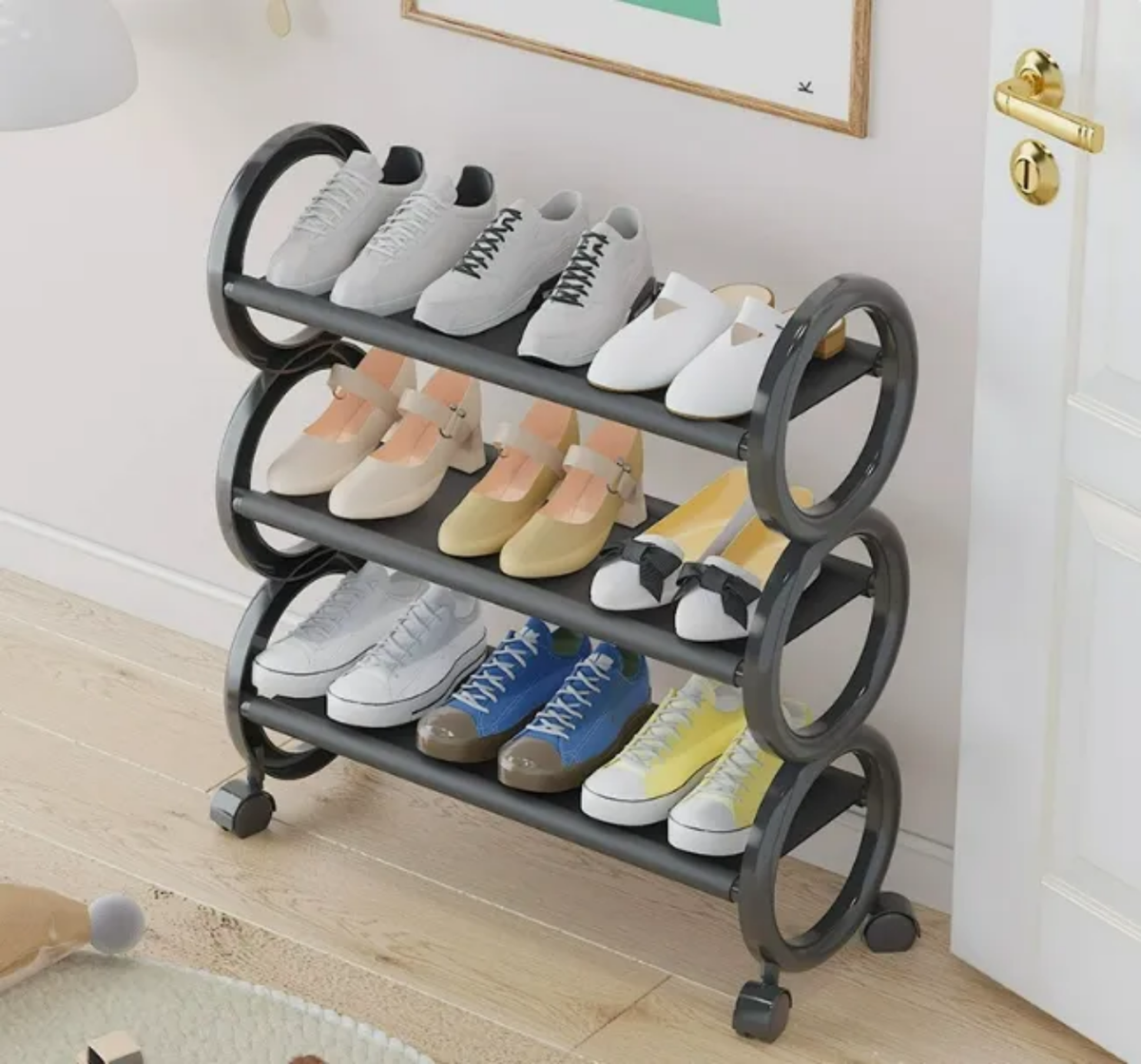 Modern Rolling Shoe Rack – Space-Saving Multi-Tier Storage Organizer
