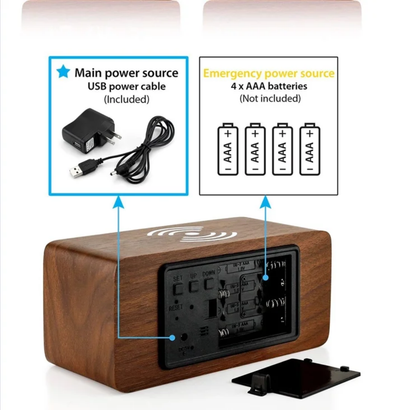 Multi-Functional Wooden LED Digital Alarm Clock