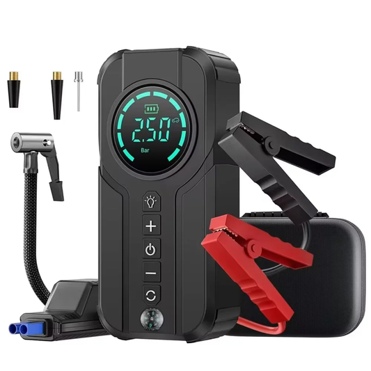 4-in-1 Portable Car Jump Starter, Tire Inflator & Power Bank
