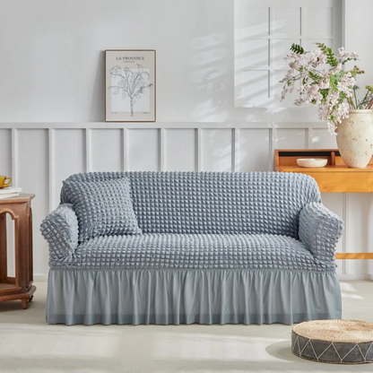 Stretchy Jacquard Sofa Slipcover with Elegant Ruffled Skirt