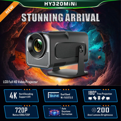 Smart Portable LED Home Theater Projector with Stand & Remote