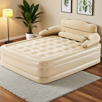 Deluxe Raised Inflatable Air Bed with Integrated Backrest & Bolsters