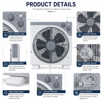 Compact Square Box Air Circulator Fan