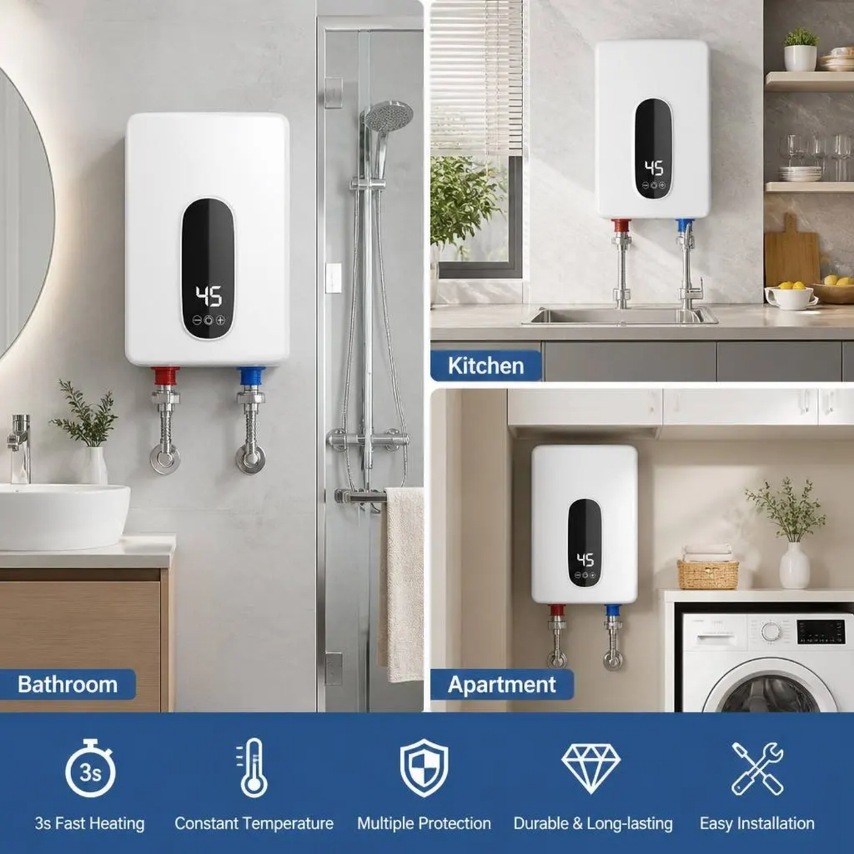 Instant Variable-Frequency Electric Kitchen Water Heater (Model RYK-004)