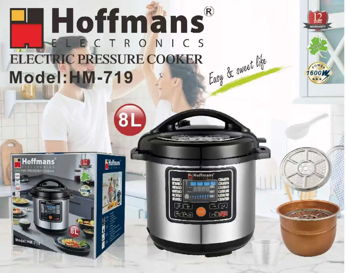 Hoffmans HM-719 Electric Pressure Cooker (8L, 1600W)