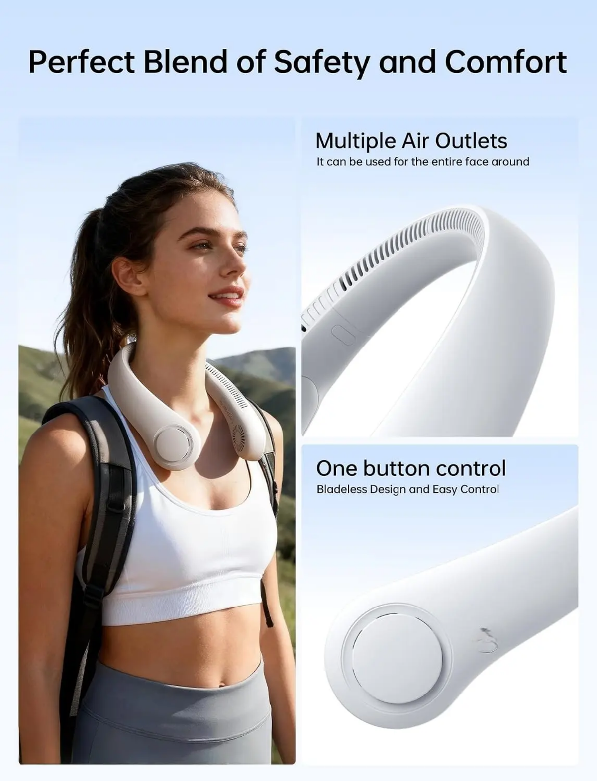 Hands-Free Portable Bladeless Neck Fan & Personal Cooler