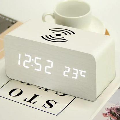 Multi-Functional Wooden LED Digital Alarm Clock