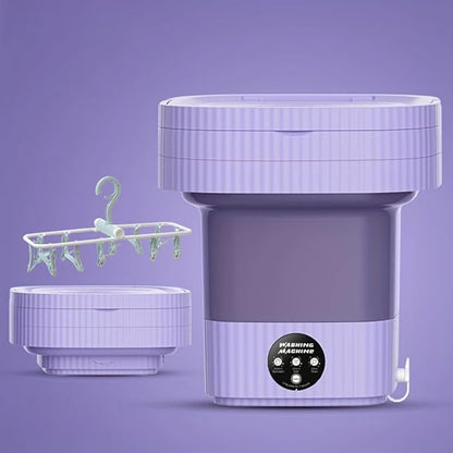 Portable Washing Machine,10L High Capacity Mini Washer with 3 Modes Deep Cleaning Half Automatic Washt, Foldable Mini Washing Machine, with Soft Spin Dry for Underwear, Socks, Towels (purple)