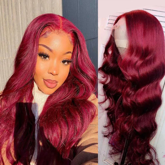 Burgundy 99J Enchantment – Body Wave Lace Frontal Unit