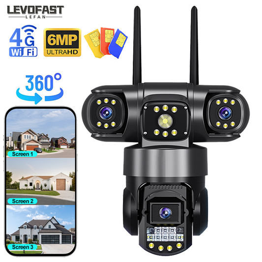 LEVOFAST 6MP Ultra-HD Triple-Screen Security Camera: Your Complete Site Guardian