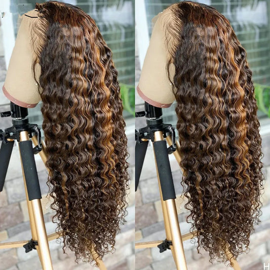 Honey Honey Highlighted Deep Wave – HD Lace Frontal Unit